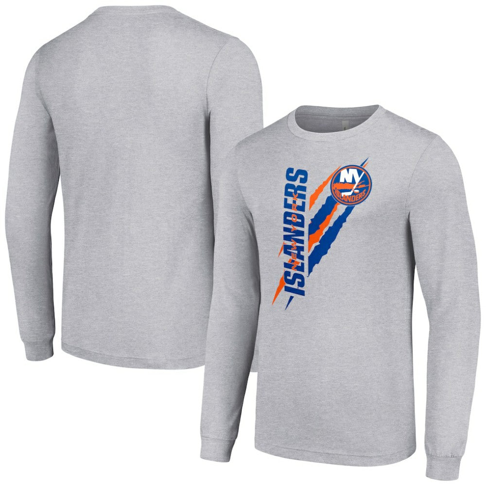 NHL Heather Gray New York Islanders Starter Color Scratch Long-Sleeve T-Shirt