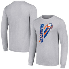 NHL Heather Gray New York Islanders Starter Color Scratch Long-Sleeve T-Shirt