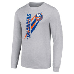 NHL Heather Gray New York Islanders Starter Color Scratch Long-Sleeve T-Shirt