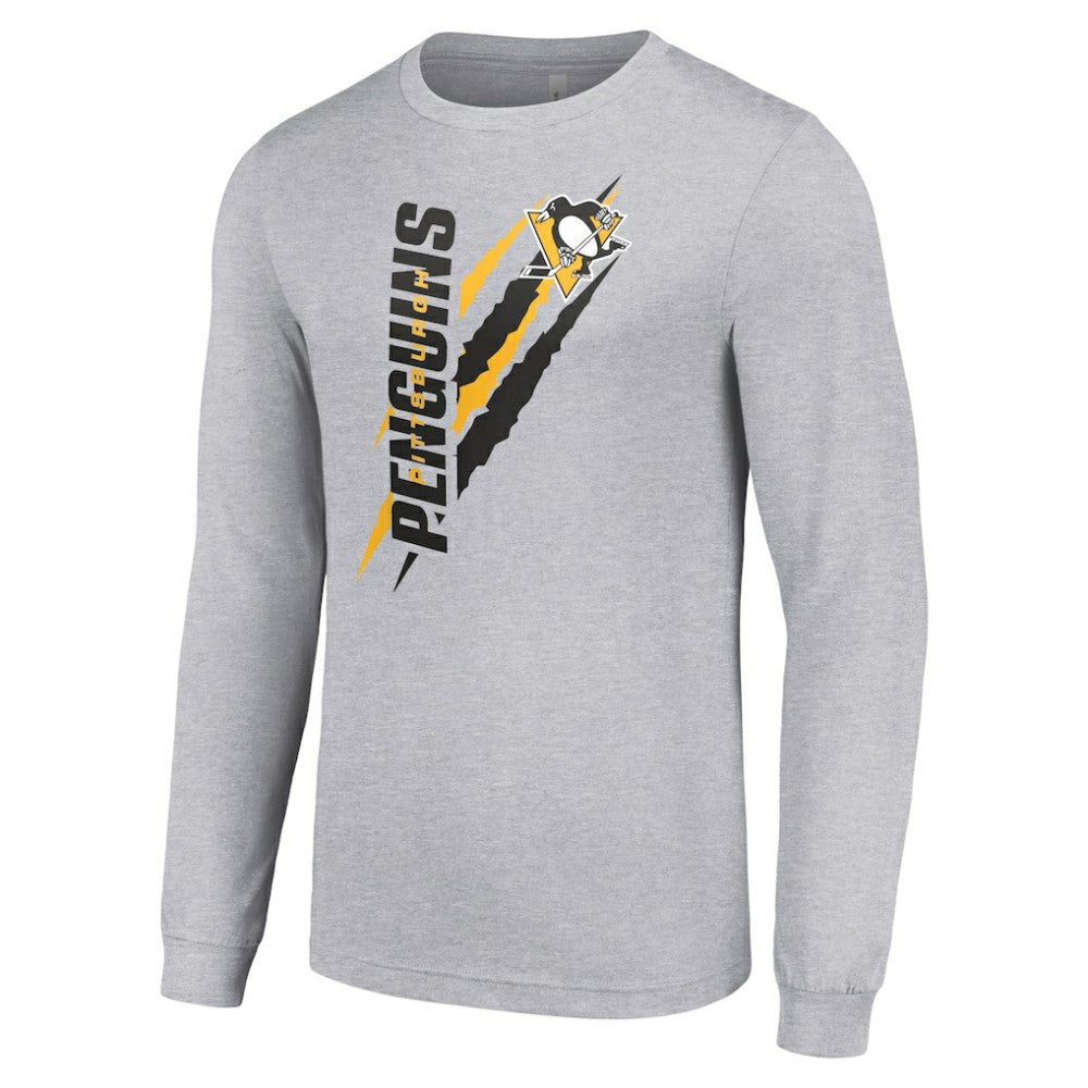 NHL Heather Gray Pittsburgh Penguins Starter Color Scratch Long-Sleeve T-Shirt
