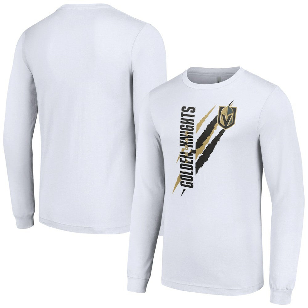 NHL White Vegas Golden Knights Starter Color Scratch Long-Sleeve T-Shirt