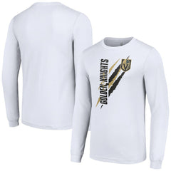 NHL White Vegas Golden Knights Starter Color Scratch Long-Sleeve T-Shirt