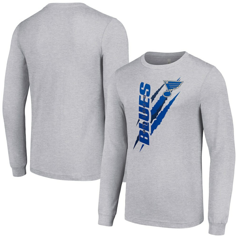 NHL Heather Gray St. Louis Blues Starter Color Scratch Long-Sleeve T-Shirt