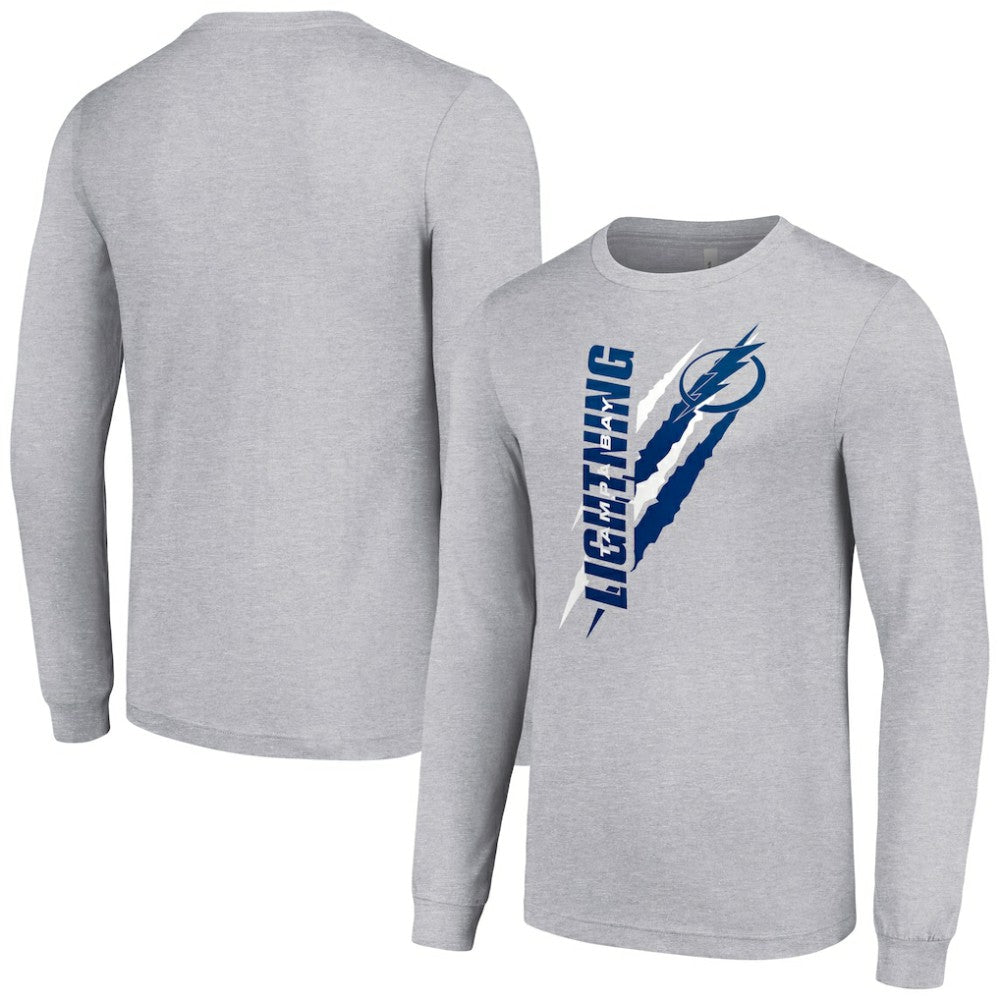 NHL Heather Gray Tampa Bay Lightning Starter Color Scratch Long-Sleeve T-Shirt