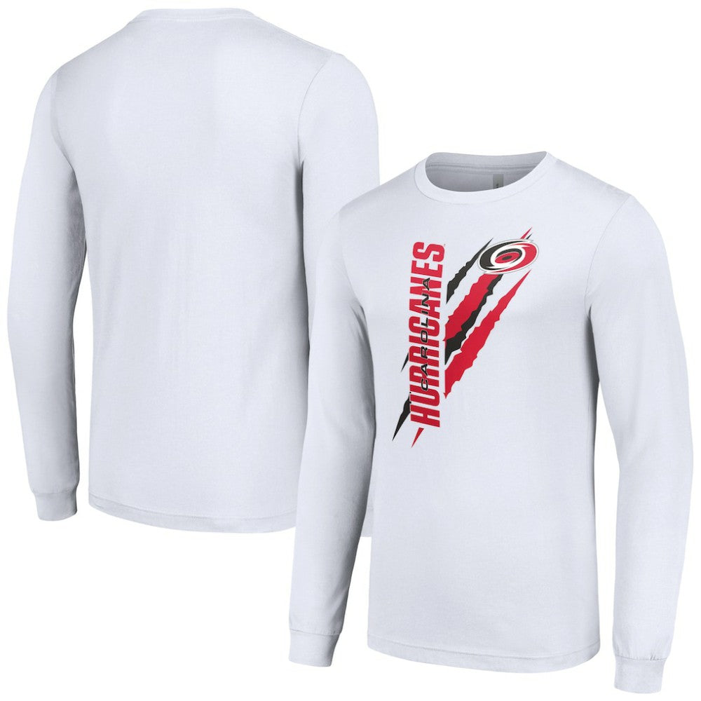 NHL White Carolina Hurricanes Starter Color Scratch Long-Sleeve T-Shirt