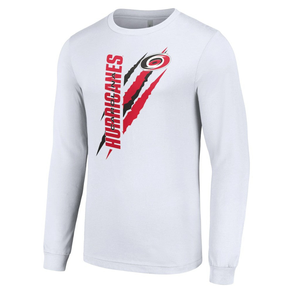 NHL White Carolina Hurricanes Starter Color Scratch Long-Sleeve T-Shirt