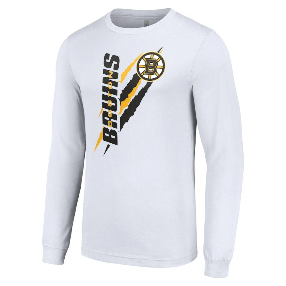 NHL White Boston Bruins Starter Color Scratch Long-Sleeve T-Shirt
