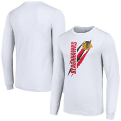 NHL White Chicago Blackhawks Starter Color Scratch Long-Sleeve T-Shirt