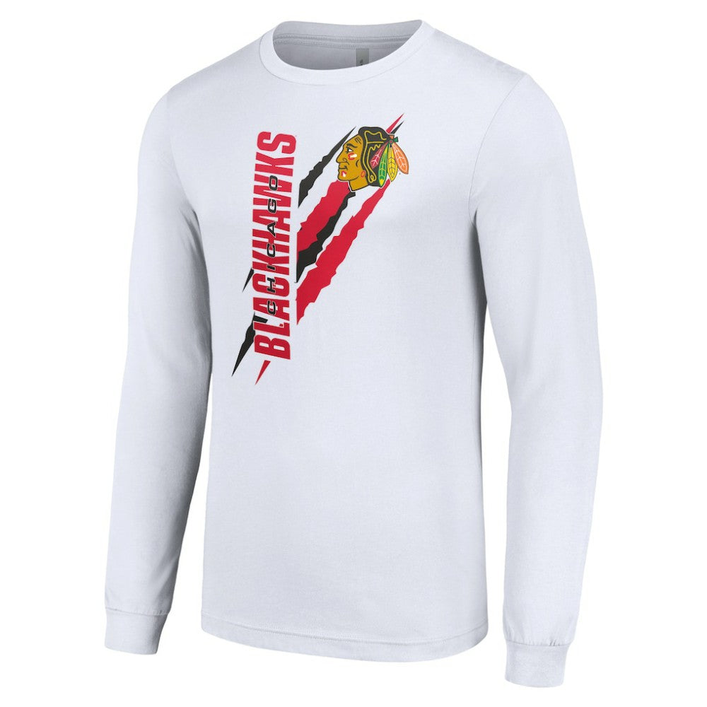NHL White Chicago Blackhawks Starter Color Scratch Long-Sleeve T-Shirt