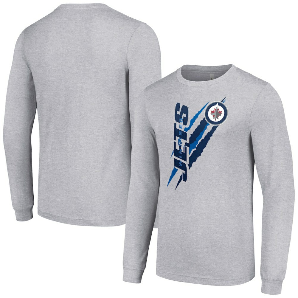 NHL Heather Gray Winnipeg Jets Starter Color Scratch Long-Sleeve T-Shirt