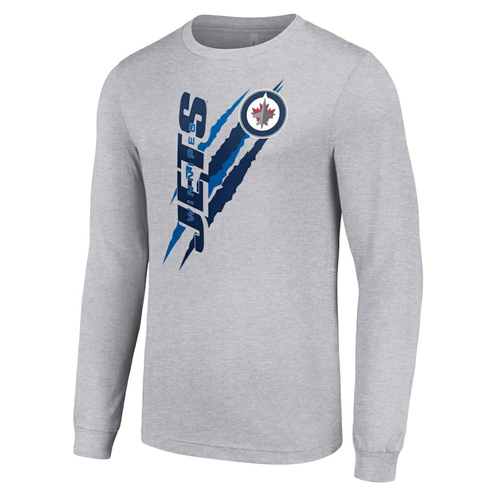 NHL Heather Gray Winnipeg Jets Starter Color Scratch Long-Sleeve T-Shirt