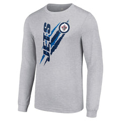 NHL Heather Gray Winnipeg Jets Starter Color Scratch Long-Sleeve T-Shirt