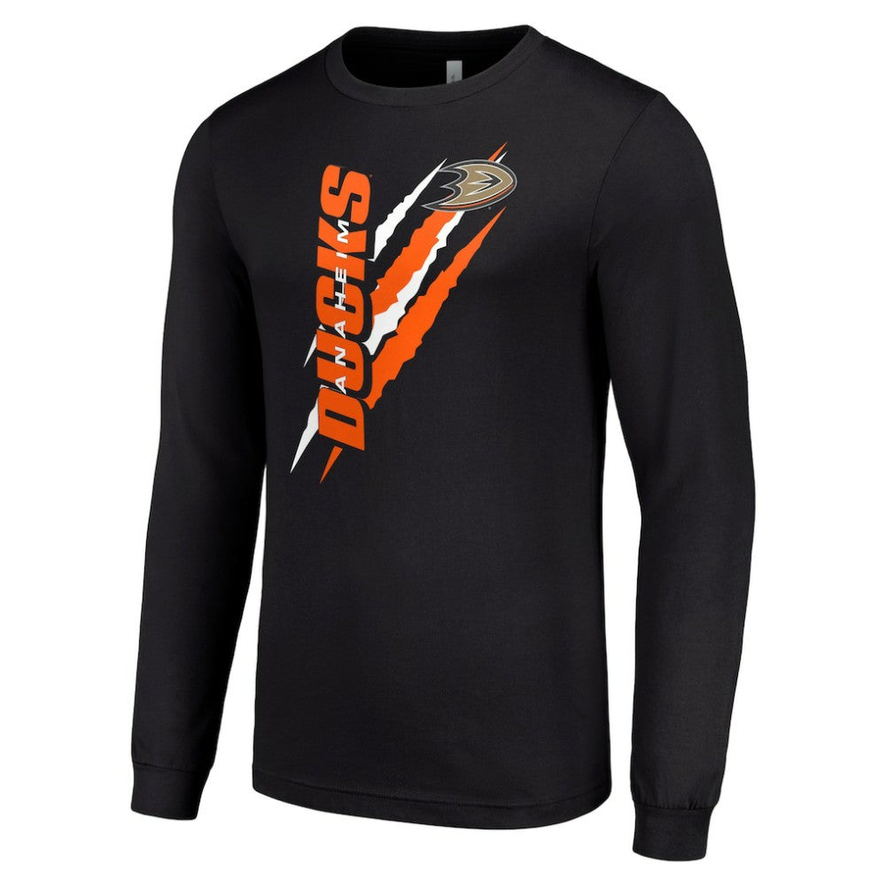 NHL Black Anaheim Ducks Starter Color Scratch Long-Sleeve T-Shirt