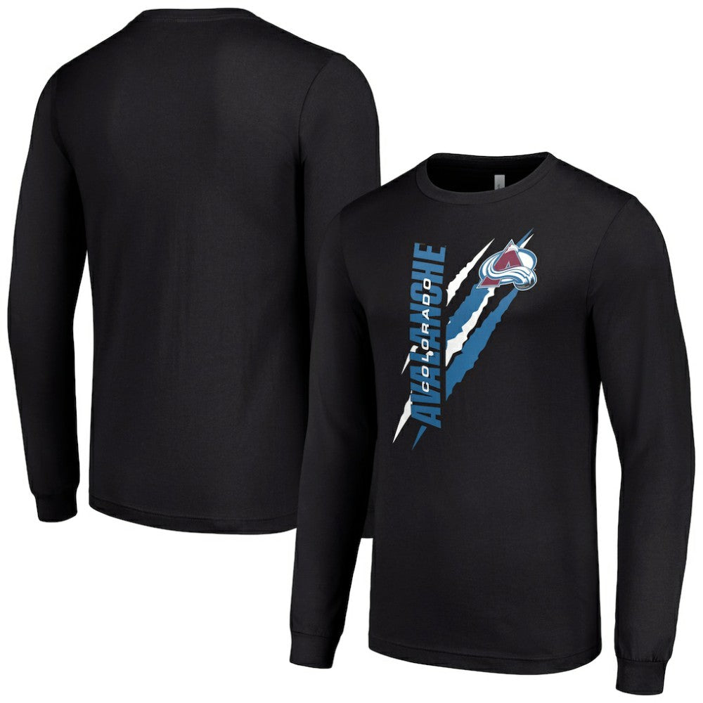 NHL Black Colorado Avalanche Starter Color Scratch Long-Sleeve T-Shirt