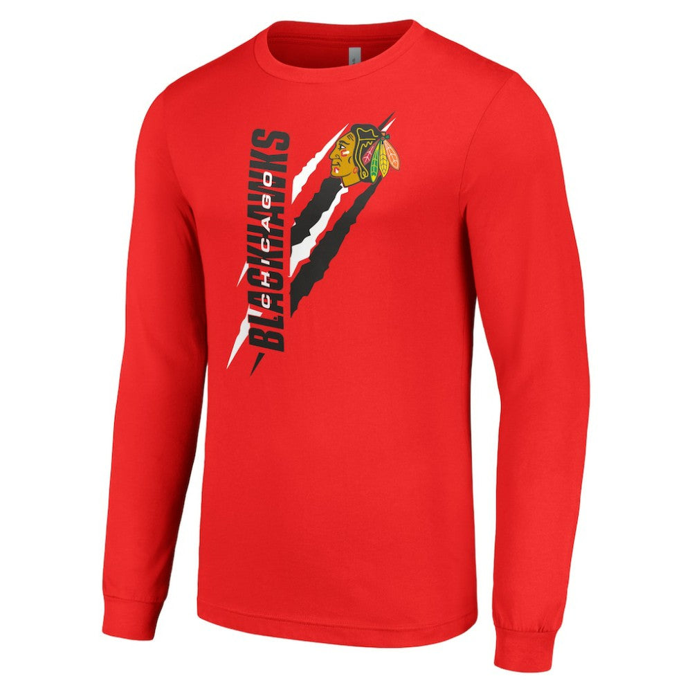 NHL Red Chicago Blackhawks Starter Color Scratch Long-Sleeve T-Shirt