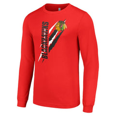 NHL Red Chicago Blackhawks Starter Color Scratch Long-Sleeve T-Shirt