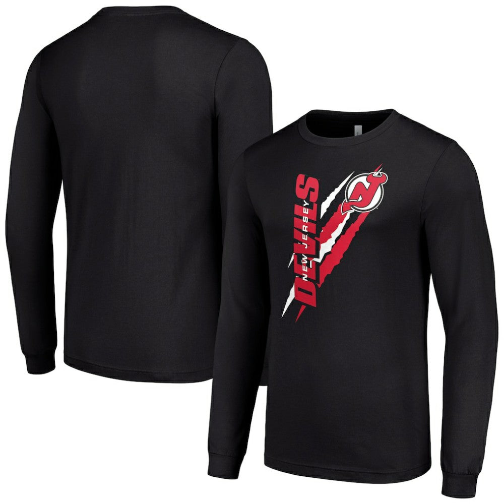 NHL Black New Jersey Devils Starter Color Scratch Long-Sleeve T-Shirt