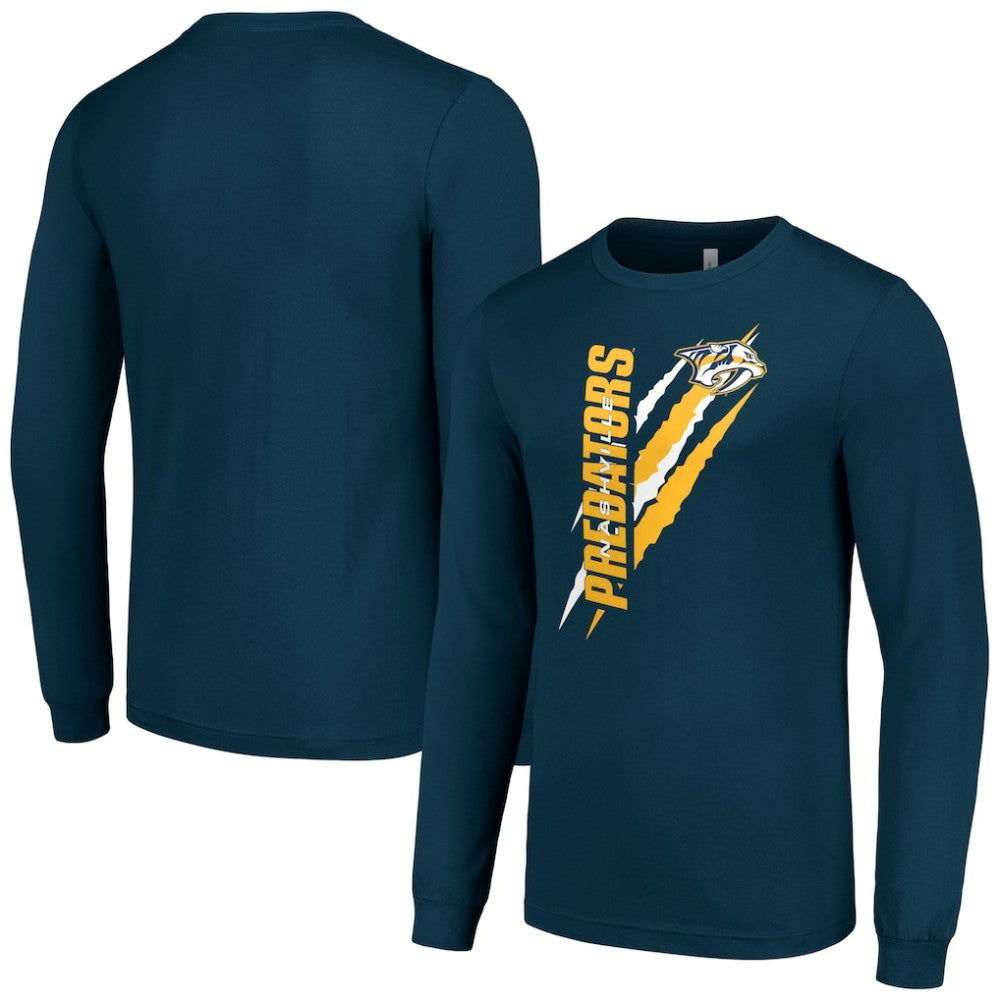 NHL Navy Nashville Predators Starter Color Scratch Long-Sleeve T-Shirt