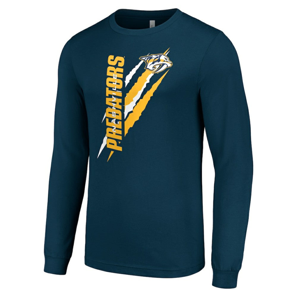 NHL Navy Nashville Predators Starter Color Scratch Long-Sleeve T-Shirt
