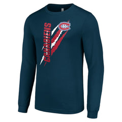 NHL Navy Montreal Canadiens Starter Color Scratch Long-Sleeve T-Shirt