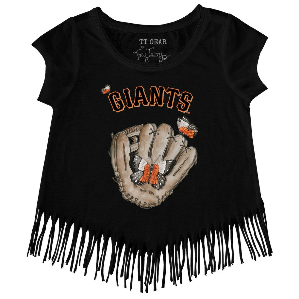 MLB San Francisco Giants Tiny Turnip Girls Youth Butterfly Glove Fringe T-Shirt
