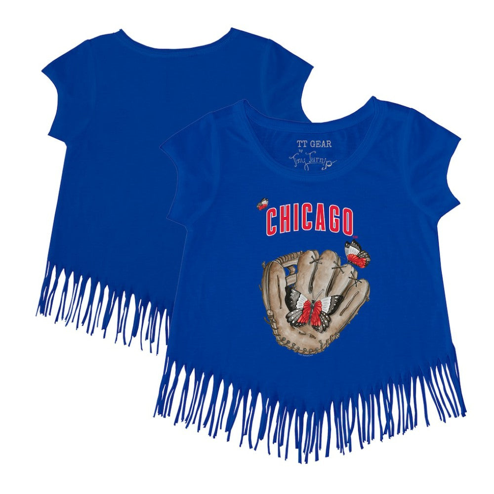 MLB Chicago Cubs Tiny Turnip Girls Youth Butterfly Glove Fringe T-Shirt