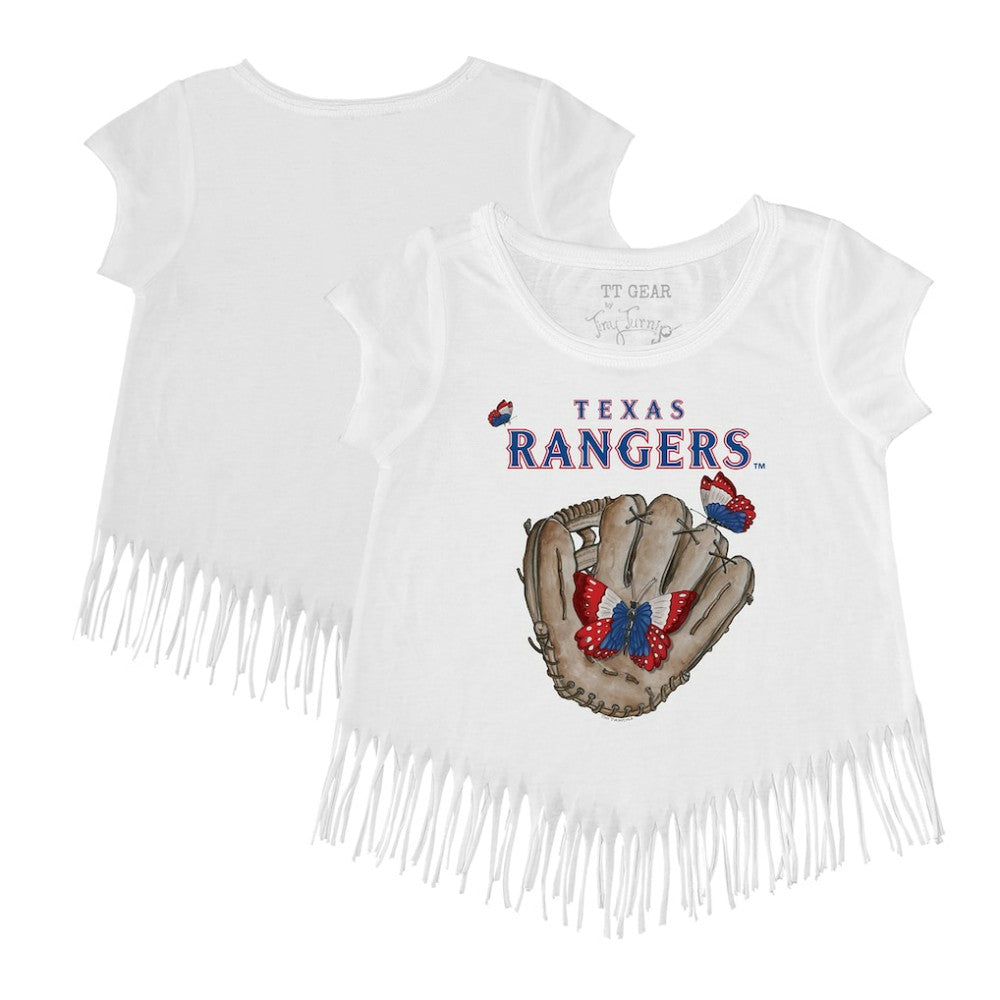 MLB Texas Rangers Tiny Turnip Girls Youth Butterfly Glove Fringe T-Shirt