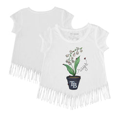 MLB Tampa Bay Rays Tiny Turnip Girls Youth Lilies & Ladybugs Fringe T-Shirt