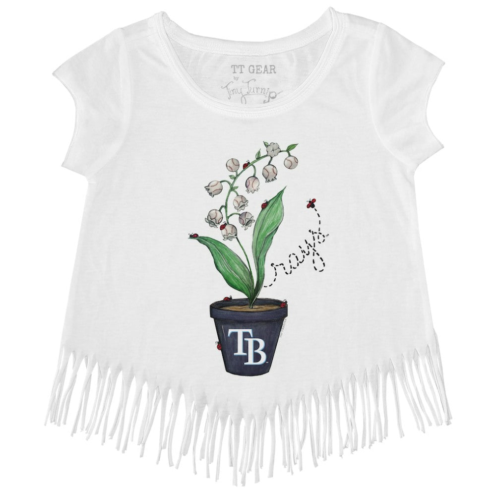MLB Tampa Bay Rays Tiny Turnip Girls Youth Lilies & Ladybugs Fringe T-Shirt