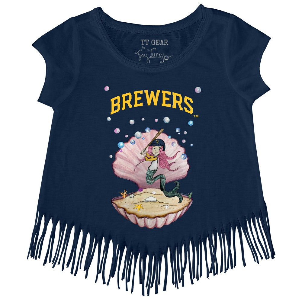 MLB Milwaukee Brewers Tiny Turnip Girls Youth Mermaid Fringe T-Shirt