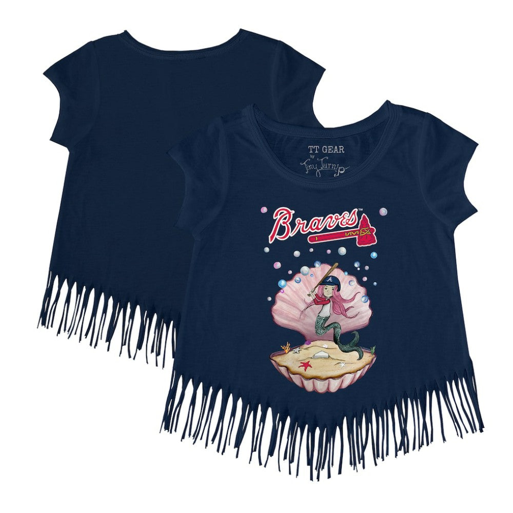 MLB Atlanta Braves Tiny Turnip Girls Youth Mermaid Fringe T-Shirt