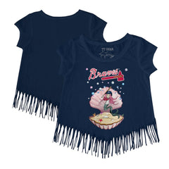 MLB Atlanta Braves Tiny Turnip Girls Youth Mermaid Fringe T-Shirt