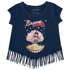 MLB Atlanta Braves Tiny Turnip Girls Youth Mermaid Fringe T-Shirt