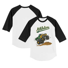 MLB Athletics Tiny Turnip Youth Monster Truck 3/4-Sleeve Raglan T-Shirt