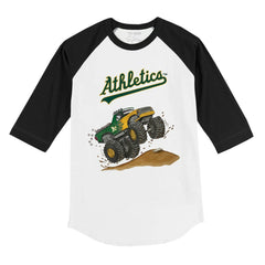 MLB Athletics Tiny Turnip Youth Monster Truck 3/4-Sleeve Raglan T-Shirt