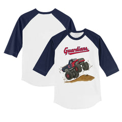 MLB Cleveland Guardians Tiny Turnip Youth Monster Truck 3/4-Sleeve Raglan T-Shirt