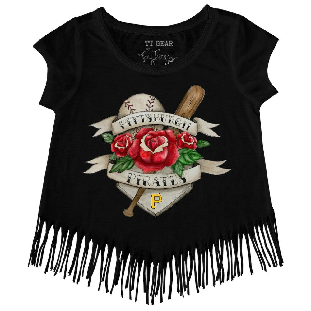 MLB Pittsburgh Pirates Tiny Turnip Girls Youth Tattoo Rose Fringe T-Shirt