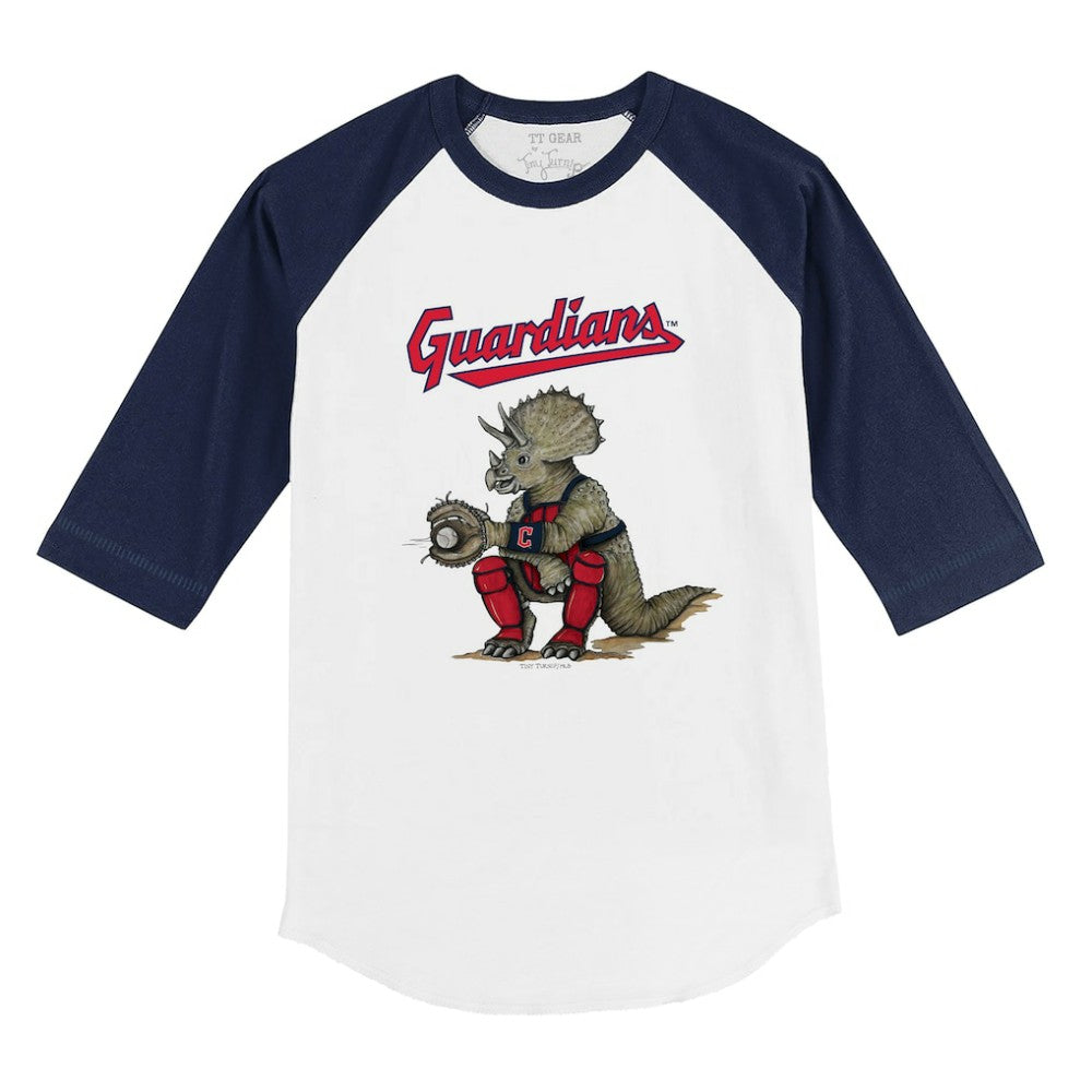 MLB Cleveland Guardians Tiny Turnip Youth Triceratops 3/4-Sleeve Raglan T-Shirt