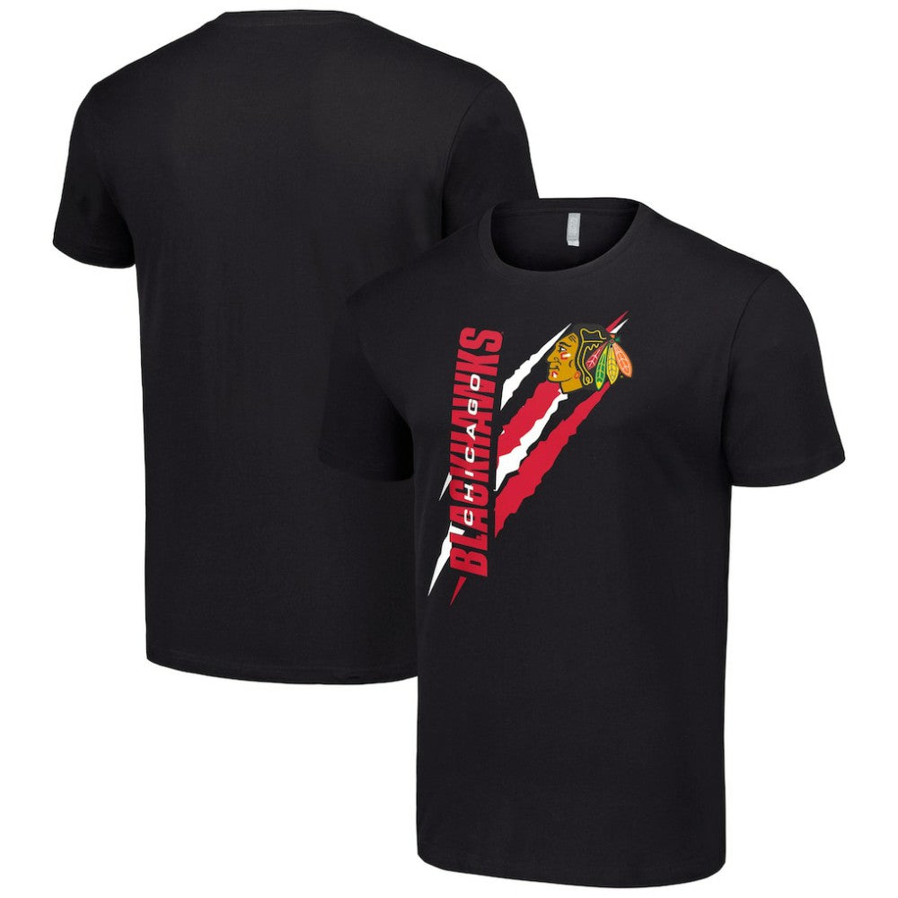 NHL Black Chicago Blackhawks Starter Color Scratch T-Shirt