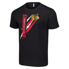 NHL Black Chicago Blackhawks Starter Color Scratch T-Shirt