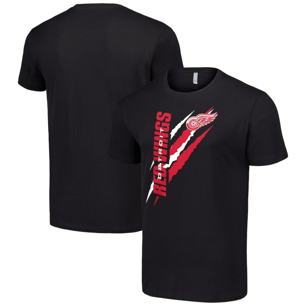 NHL Black Detroit Red Wings Starter Color Scratch T-Shirt
