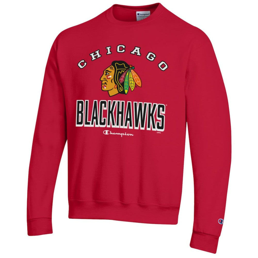 NHL Red Chicago Blackhawks Champion Eco Powerblend Crewneck Sweatshirt