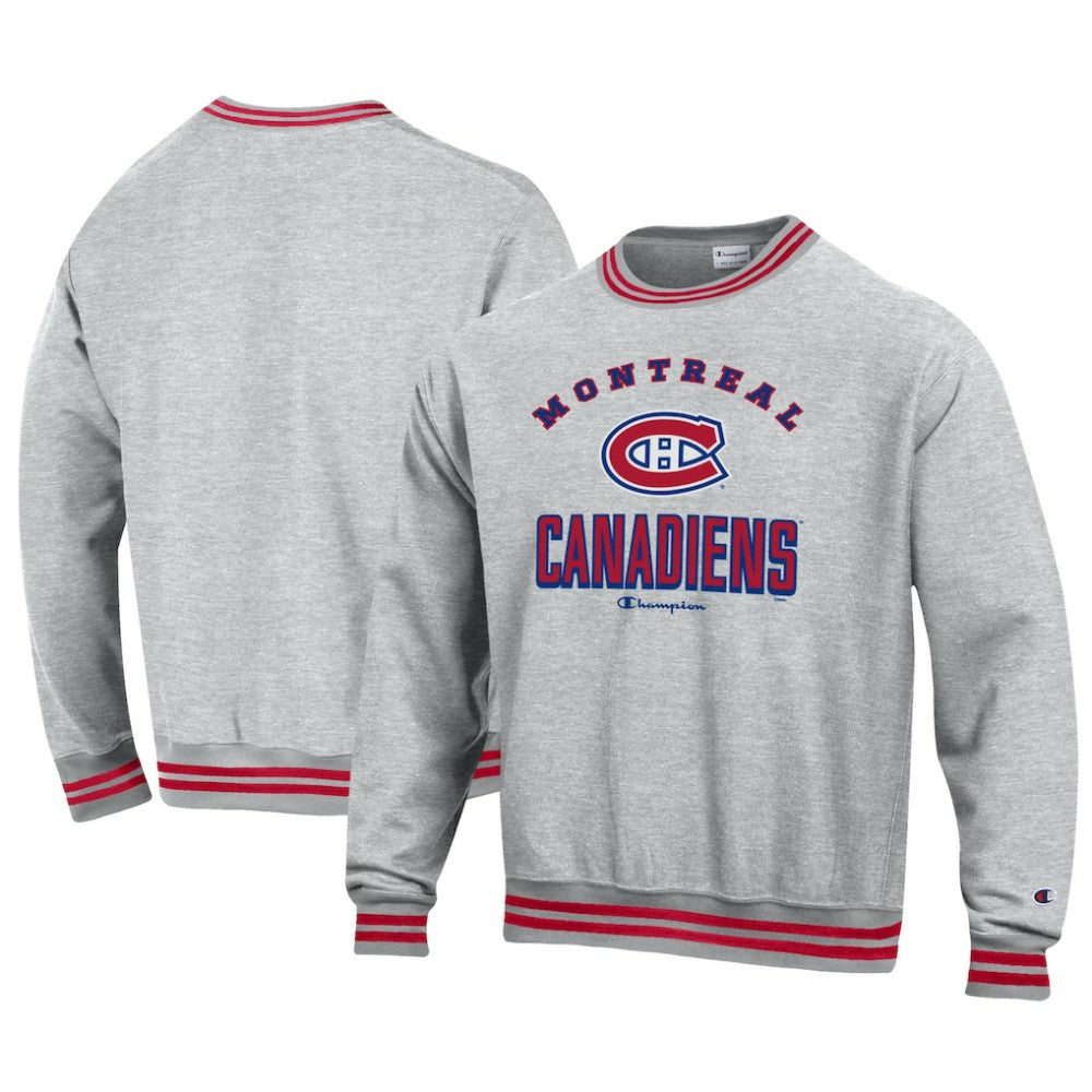 NHL Heather Gray Montreal Canadiens Champion Reverse Weave Yarn Dye Pullover Sweatshirt