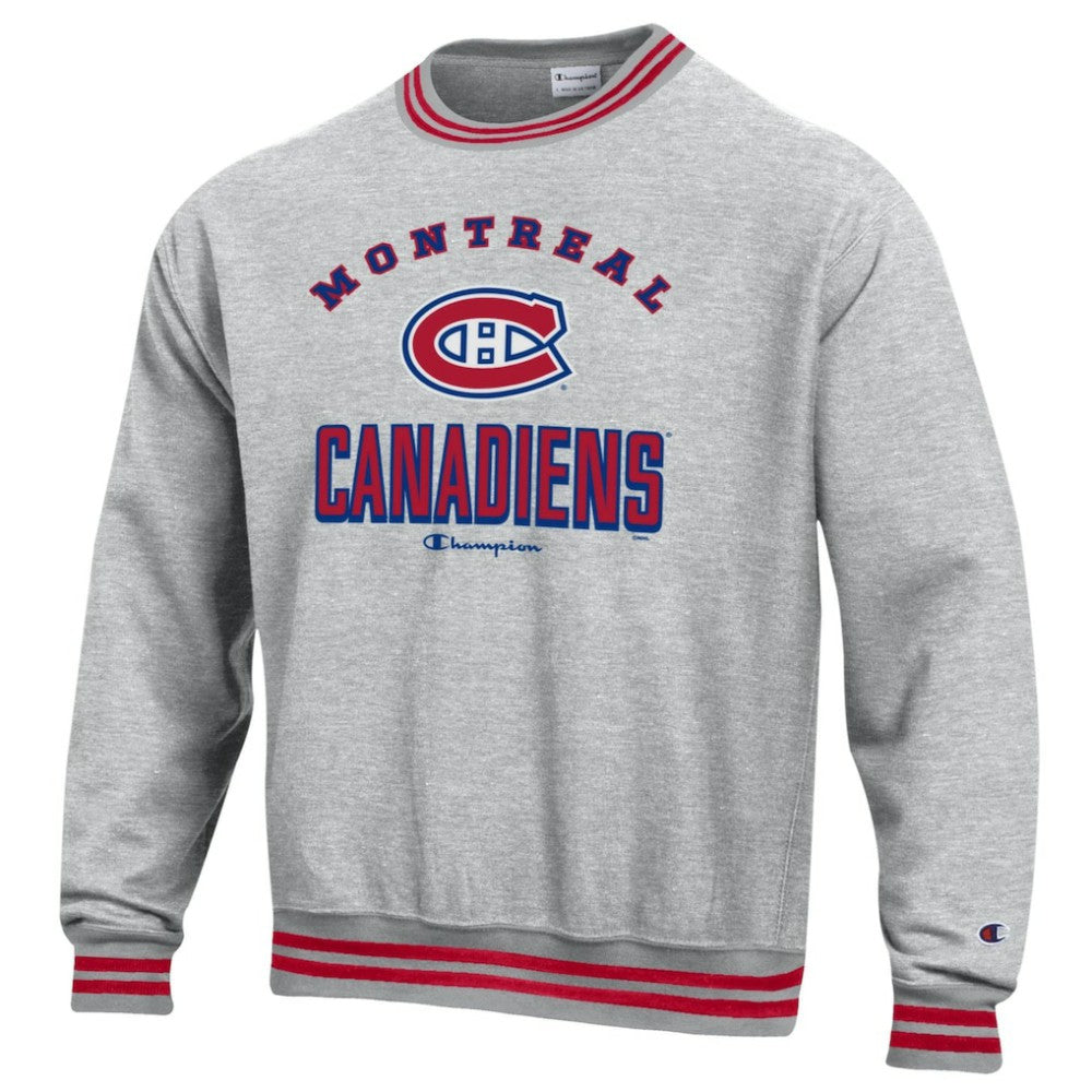 NHL Heather Gray Montreal Canadiens Champion Reverse Weave Yarn Dye Pullover Sweatshirt