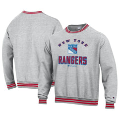 NHL Heather Gray New York Rangers Champion Reverse Weave Yarn Dye Pullover Sweatshirt