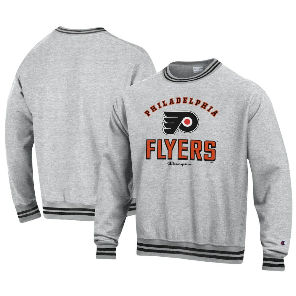 NHL Heather Gray Philadelphia Flyers Champion Reverse Weave Yarn Dye Pullover Sweatshirt
