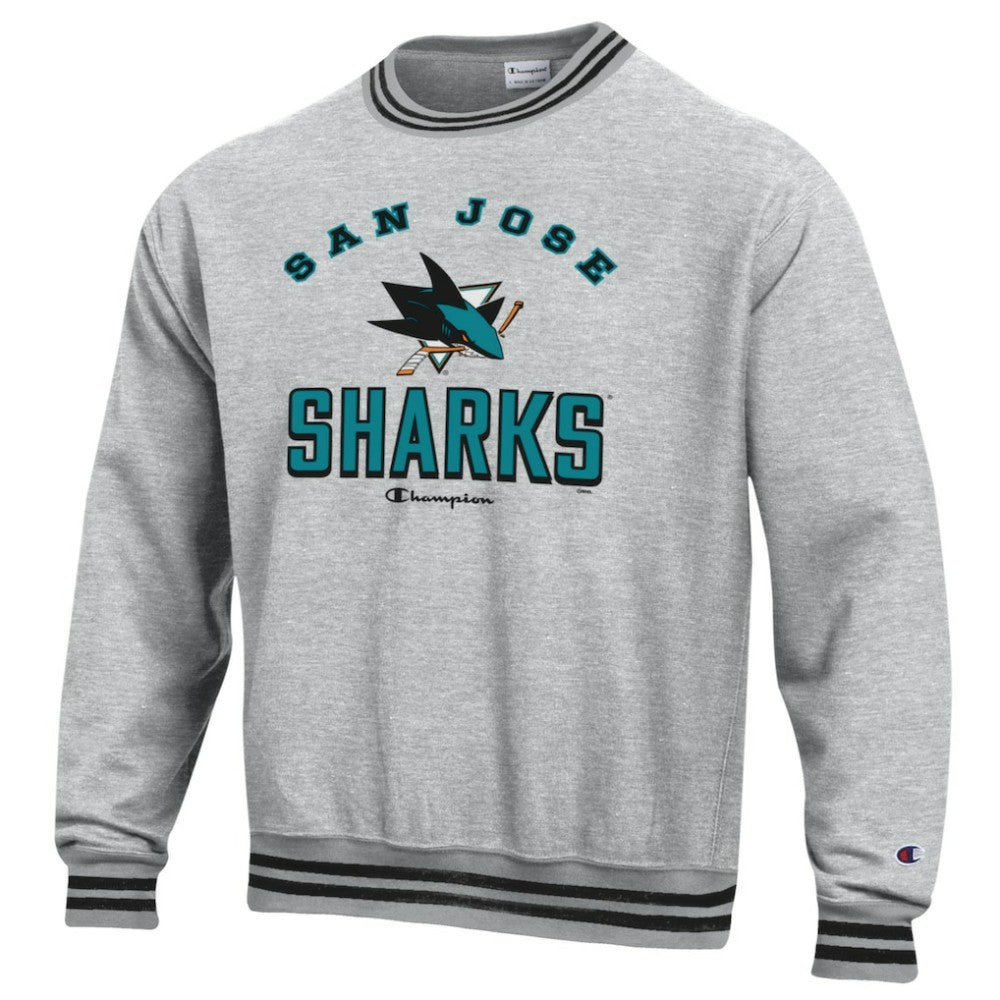 NHL Heather Gray San Jose Sharks Champion Reverse Weave Yarn Dye Pullover Sweatshirt