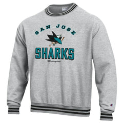 NHL Heather Gray San Jose Sharks Champion Reverse Weave Yarn Dye Pullover Sweatshirt