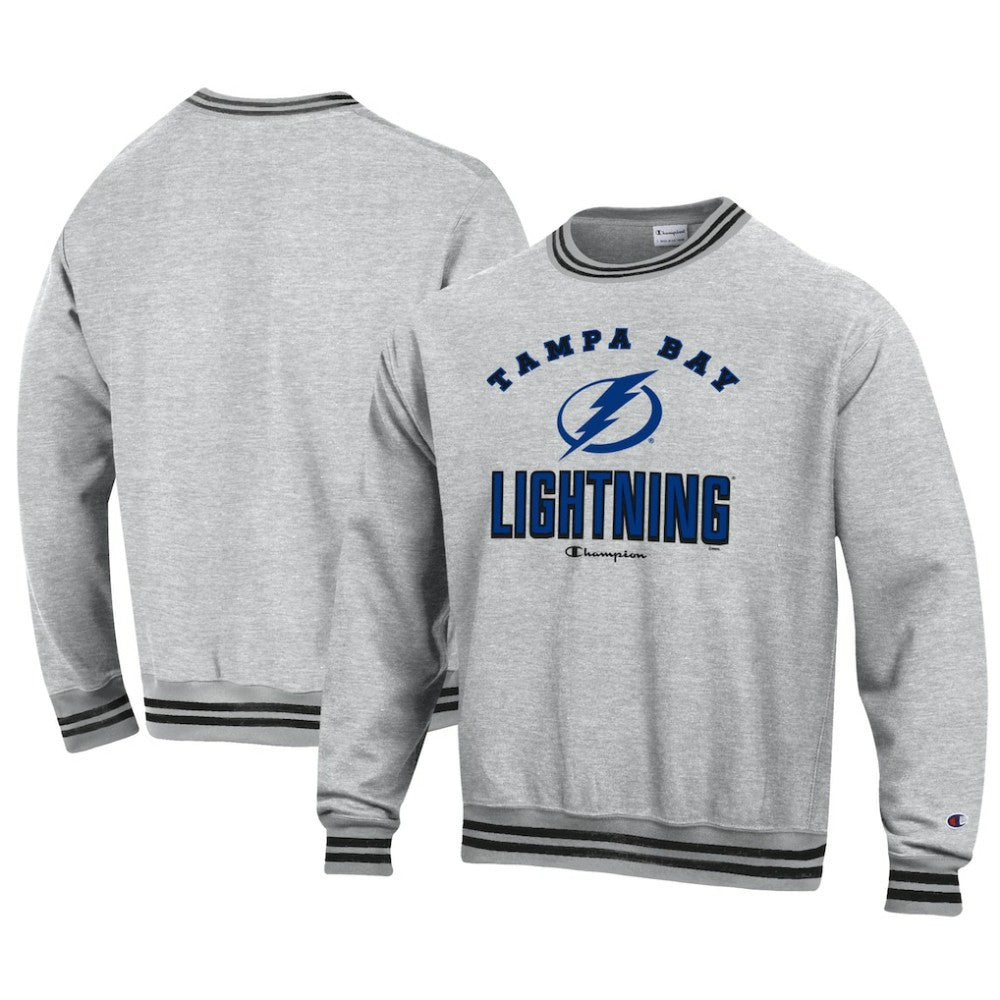 NHL Heather Gray Tampa Bay Lightning Champion Reverse Weave Yarn Dye Pullover Sweatshirt