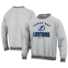 NHL Heather Gray Tampa Bay Lightning Champion Reverse Weave Yarn Dye Pullover Sweatshirt